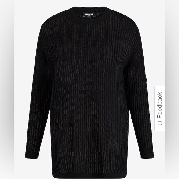 NWT Express ribbed sweater, knit cotton,split hem. Sz Large. Slight see-through. - Picture 5 of 6